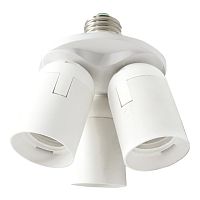 Патрон-переходник тройной узкий Ecola Base Е27/3хЕ27 Белый фото Патрон-переходник тройной узкий Ecola Base Е27/3хЕ27 Белый картинка